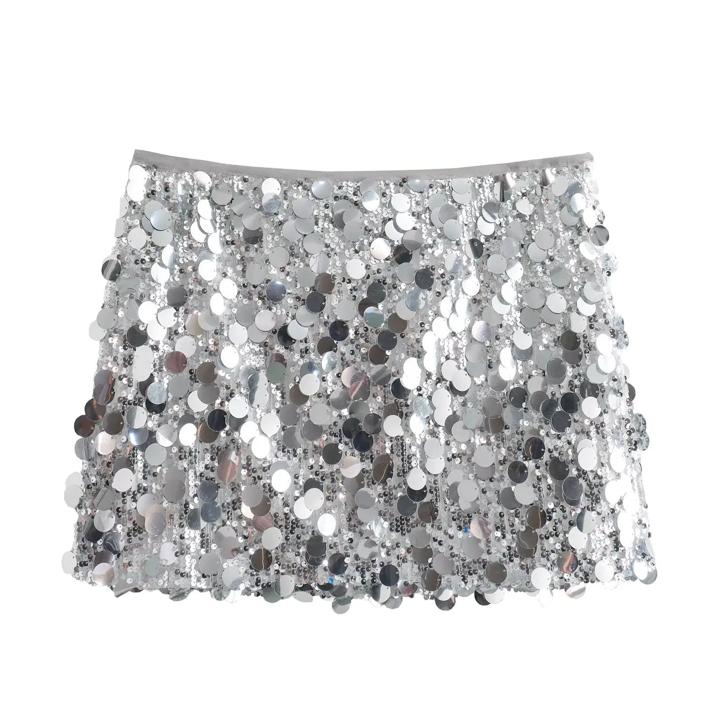  TFMLN New Women Fashion Sequined Mini Skirts Solid
