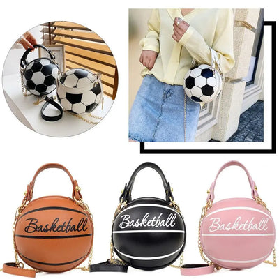Chic Women Handbag Round Basketball Football Barrel-shaped Faux Leather Crossbody Shoulder Bag - IM PERKY Boutique