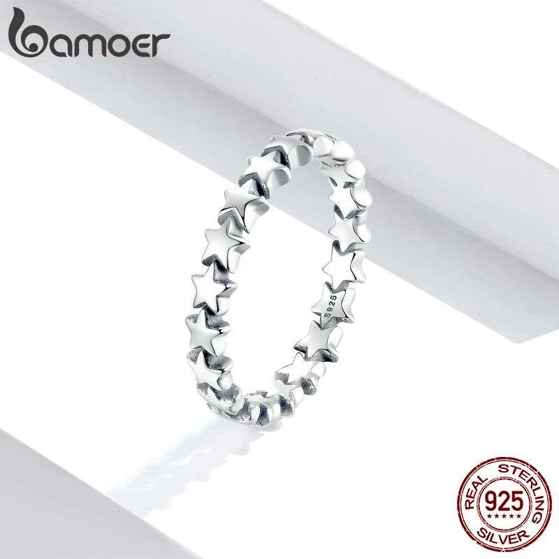 BAMOER HOT SALE Genuine Silver 925 Star Ring