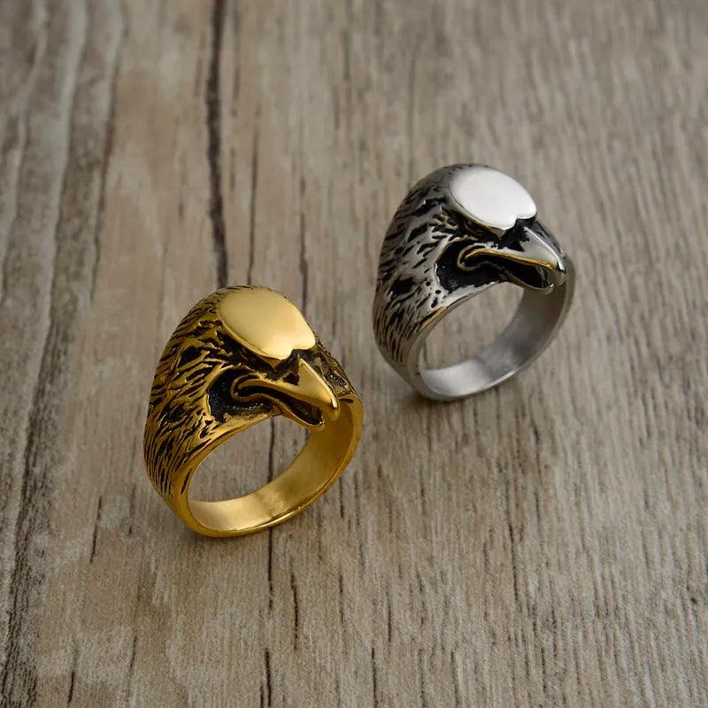 Gold Eagle Rings Talisman For Men Stainless Steel - Lady Vals Vanity