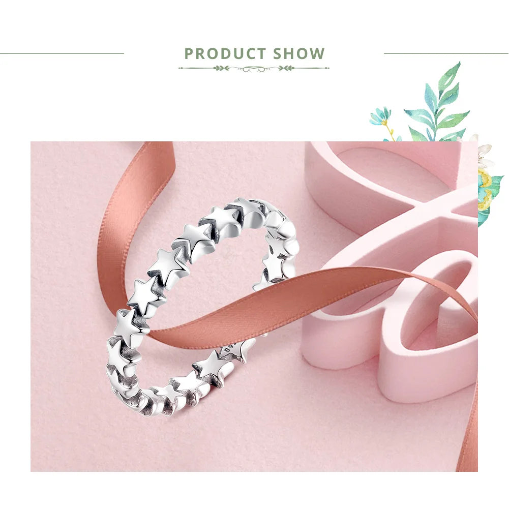 BAMOER HOT SALE Genuine Silver 925 Star Ring