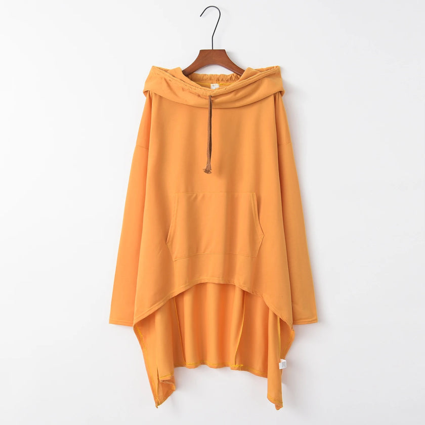 Fashion Trends New European and N Pure Color Long Hoodie
