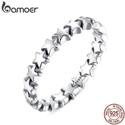 BAMOER HOT SALE Genuine Silver 925 Star Ring