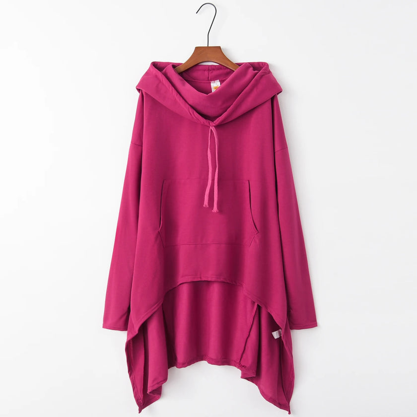 Fashion Trends New European and N Pure Color Long Hoodie