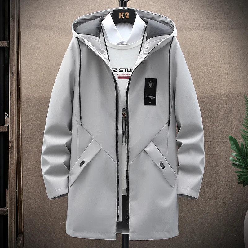 New Mens Casual Long Jackets Coats Hooded Streetwear Hip Hop Windbreaker