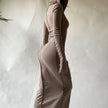2023 Long Sleeve Hooded Patchwork Skinny Maxi Dress