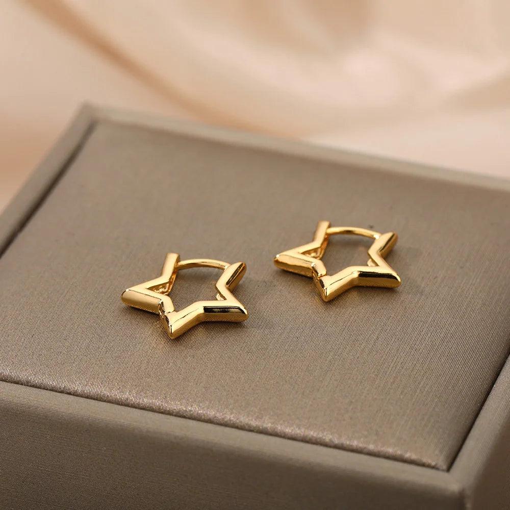 Star Earrings Stainless Hoops - IM PERKY Boutique