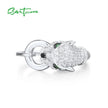 Silver Ring: Green & White - IM PERKY Boutique