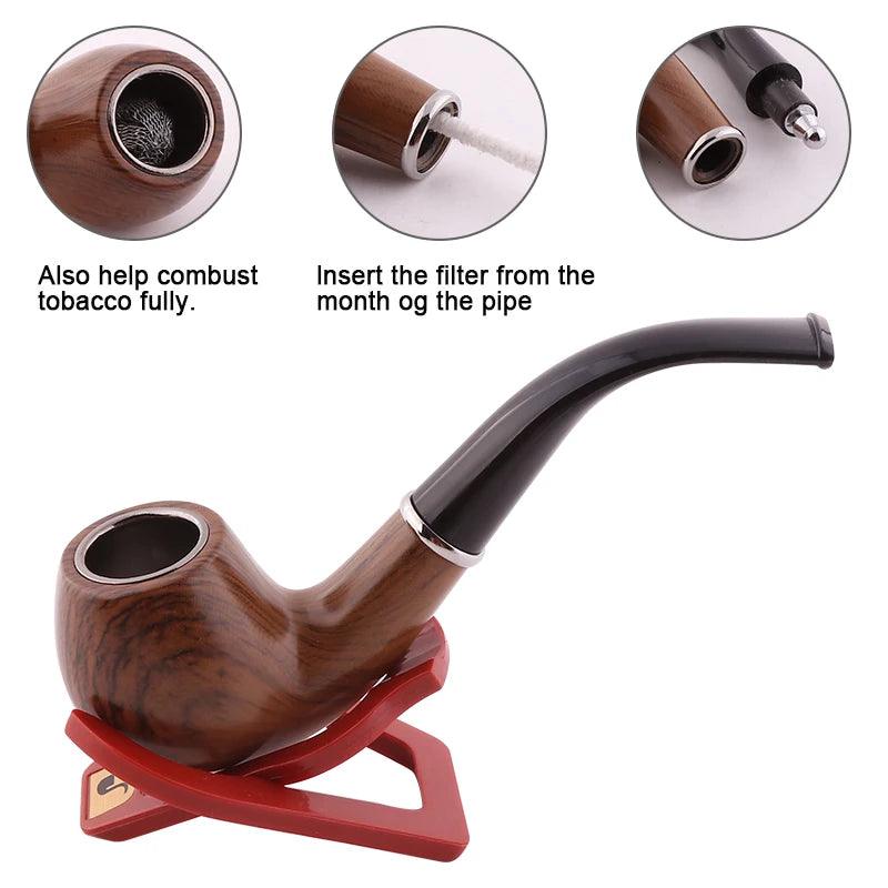 Resin Smoking Tobacco Pipe Set Classic Wooden Herb Grinder Pipe Smoking Chimney Filter Gift for Smoke Accessories - IM PERKY Boutique