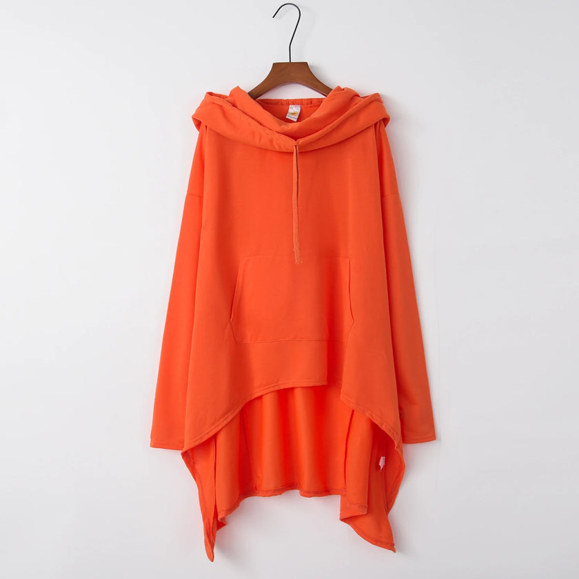 Fashion Trends New European and N Pure Color Long Hoodie
