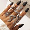 HNSP Vintage Long Snake Ring Set For Women Gothic Black Gold Silver Color Adjustable Finger Jewelry Accessories Female Gift