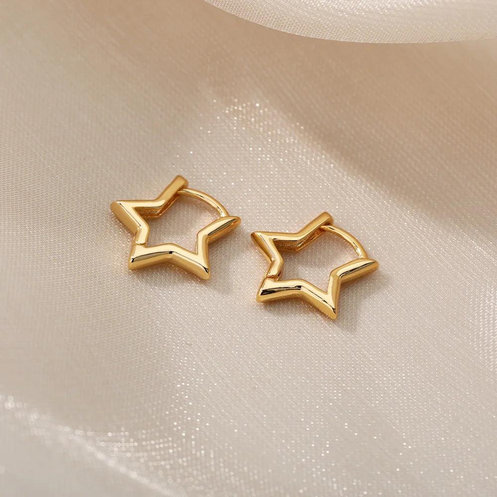 Star Earrings Stainless Hoops - IM PERKY Boutique