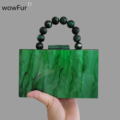 Beaded Bag Handle China Factory Seller Women Acrylic Purse Handbag Box Clutches Evening Lady Party Travel Beach Female Flap Bags - IM PERKY Boutique