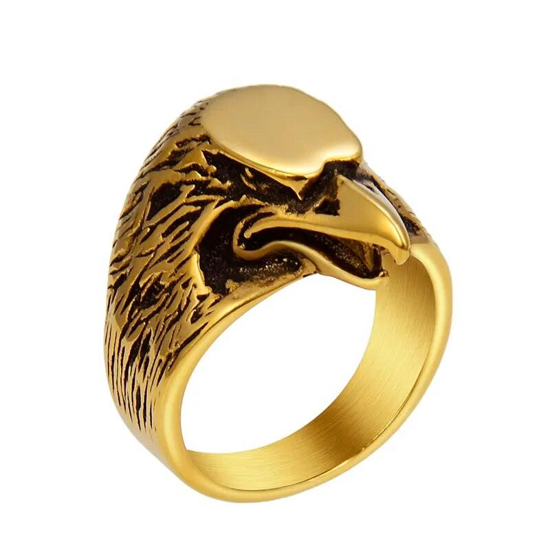 Gold Eagle Rings Talisman For Men Stainless Steel - Lady Vals Vanity