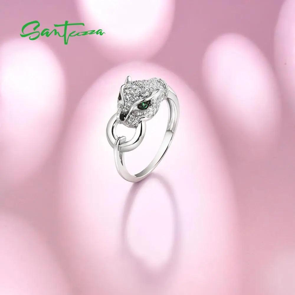 Silver Ring: Green & White - IM PERKY Boutique