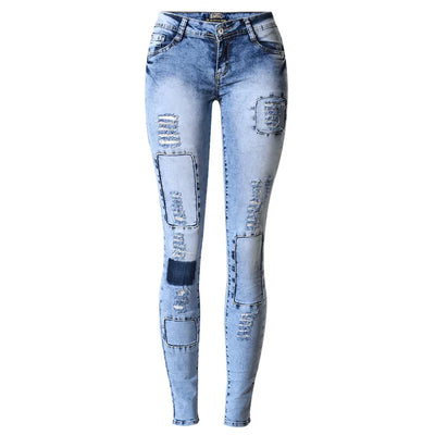 LOGAMI Ripped Jeans for Women Holes Skinny Jeans Slim Femme Womens Jeans Elastic Patchwork Pantalones Vaqueros Mujer 2021 - Lady Vals Vanity