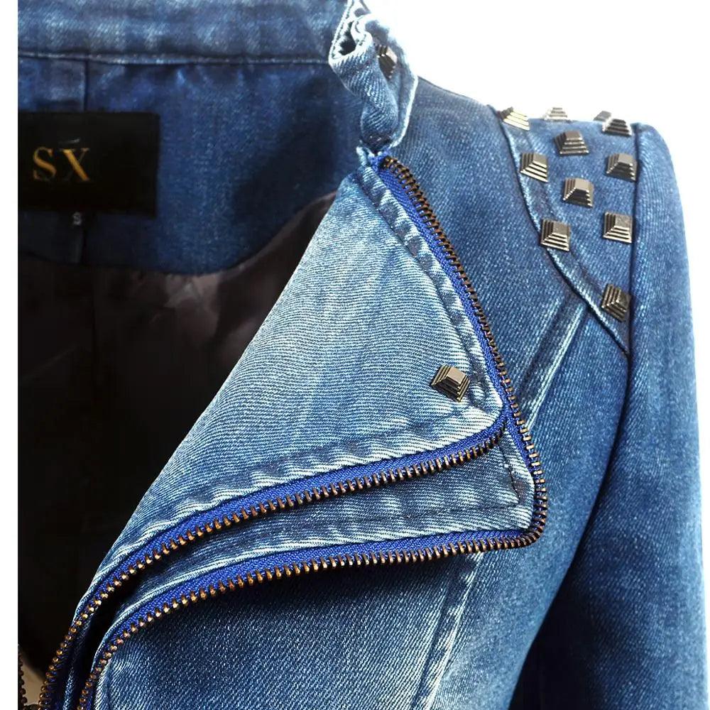 Denim Rivet Punk Jacket - IM PERKY Boutique