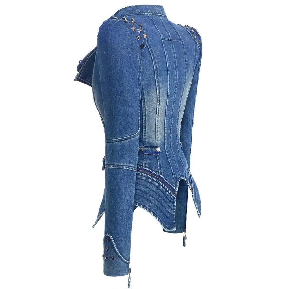 Denim Rivet Punk Jacket - IM PERKY Boutique