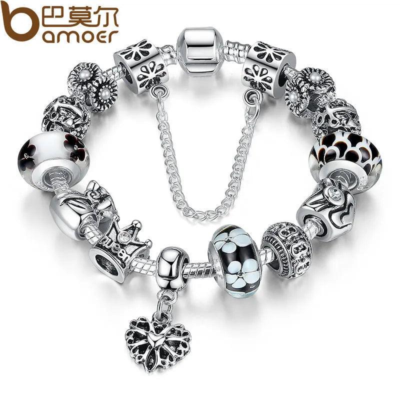 BAMOER Queen Jewelry Silver Plated Charms Bracelet & Bangles With - Lady Vals Vanity