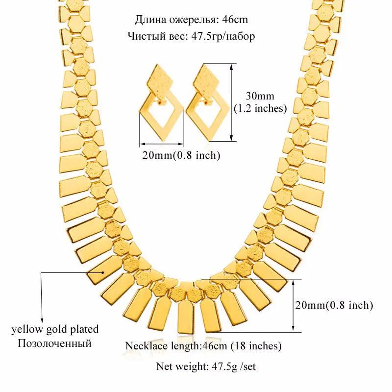 Gold Color Earring Necklace 2pcs/set Women Luxury Fashion - Lady Vals Vanity