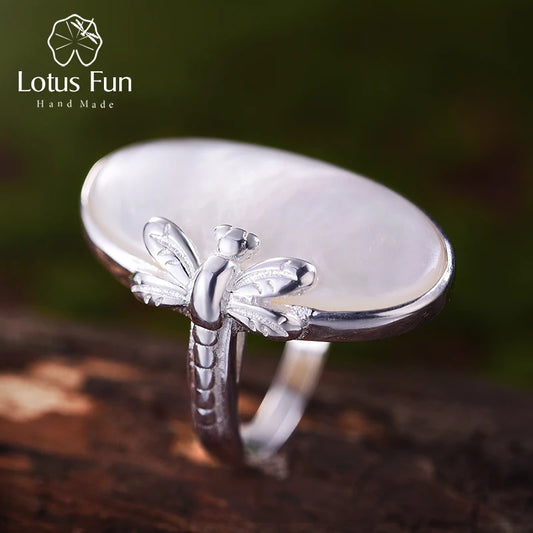 Lotus Fun Real 925 Sterling Silver Natural Shell Creative Handmade