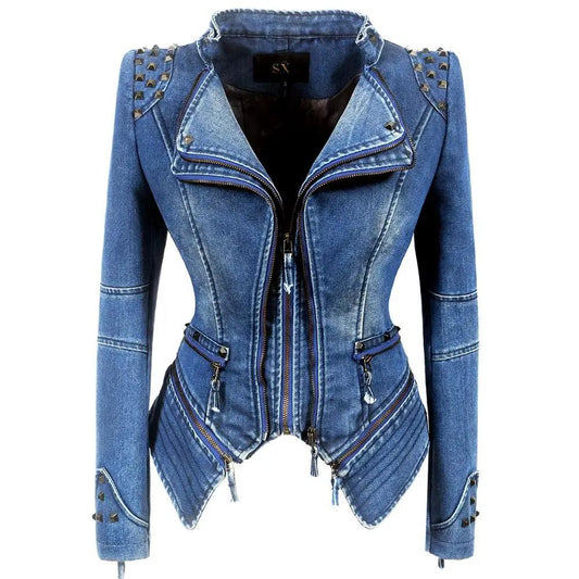 Denim Rivet Punk Jacket - IM PERKY Boutique