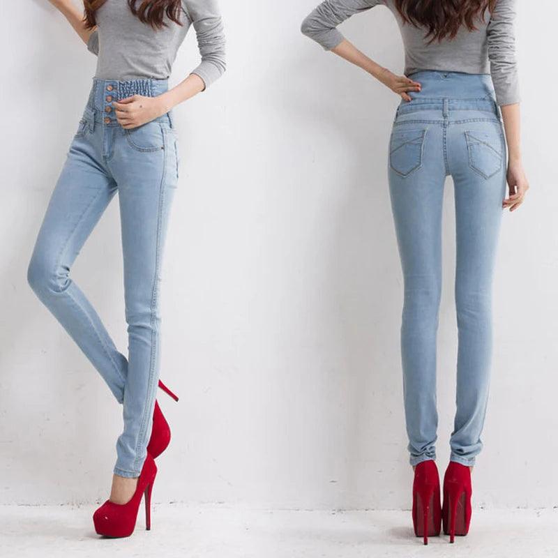 2022 Jeans Womens High Waist Elastic Skinny Denim Long Pencil Pants Size 40 Woman Jeans Camisa Feminina Lady Fat Trousers - Lady Vals Vanity