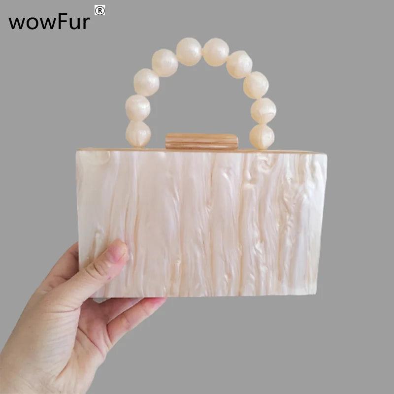 Beaded Bag Handle China Factory Seller Women Acrylic Purse Handbag Box Clutches Evening Lady Party Travel Beach Female Flap Bags - IM PERKY Boutique