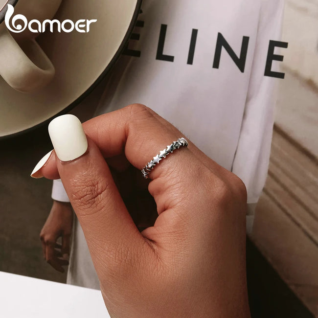 BAMOER HOT SALE Genuine Silver 925 Star Ring