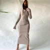 2023 Long Sleeve Hooded Patchwork Skinny Maxi Dress