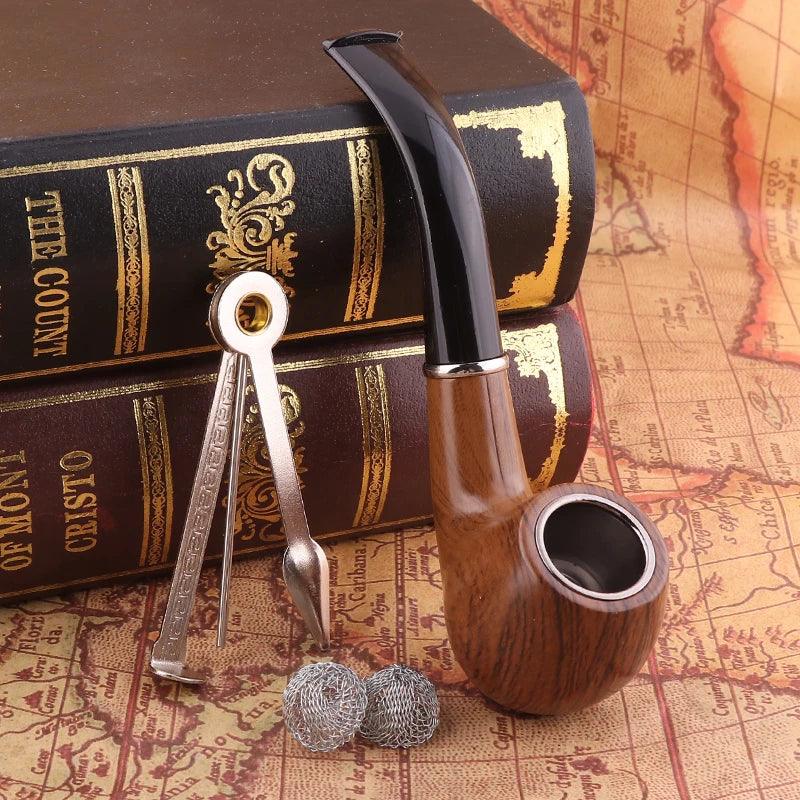 Resin Smoking Tobacco Pipe Set Classic Wooden Herb Grinder Pipe Smoking Chimney Filter Gift for Smoke Accessories - IM PERKY Boutique