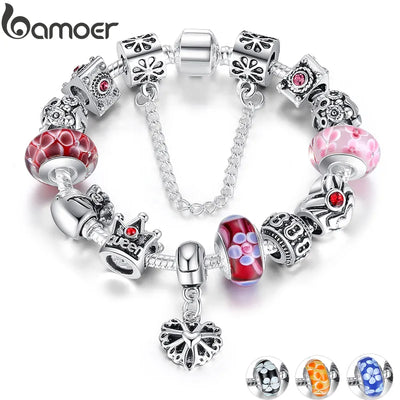 BAMOER Queen Jewelry Silver Plated Charms Bracelet & Bangles With - Lady Vals Vanity