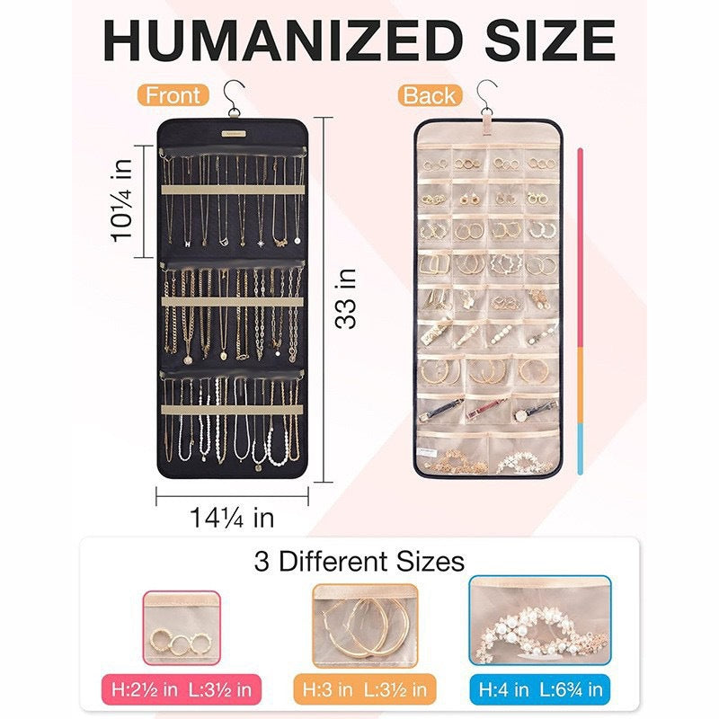 Hanging Jewelry Storage Bag Double-Sided Foldableable