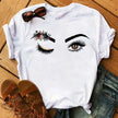 Kawaii Fashion Graphic Women Tops Eyelashes
