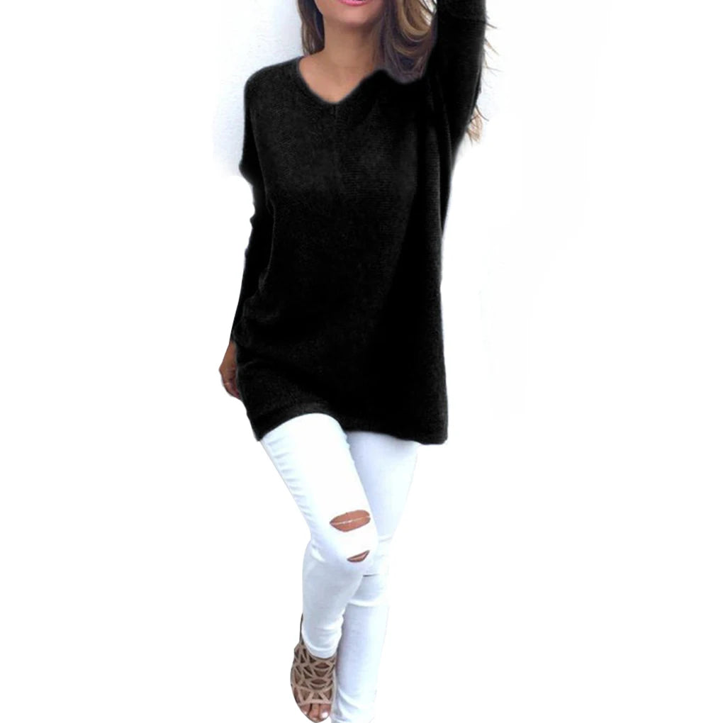 2023 New V-neck Sweater Polyester Breathable Long-sleeve Pullovers