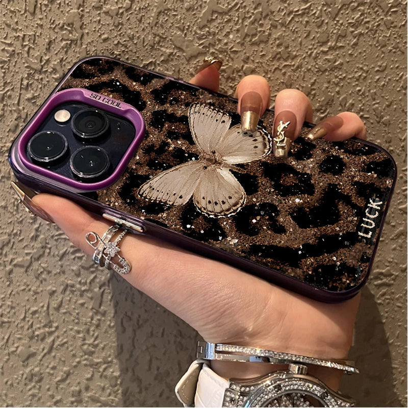 Butterfly Leopard Phone Case for IPhone 17 16 15 14 13 12 11