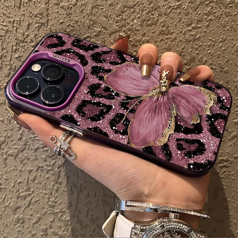 Butterfly Leopard Phone Case for IPhone 17 16 15 14 13 12 11