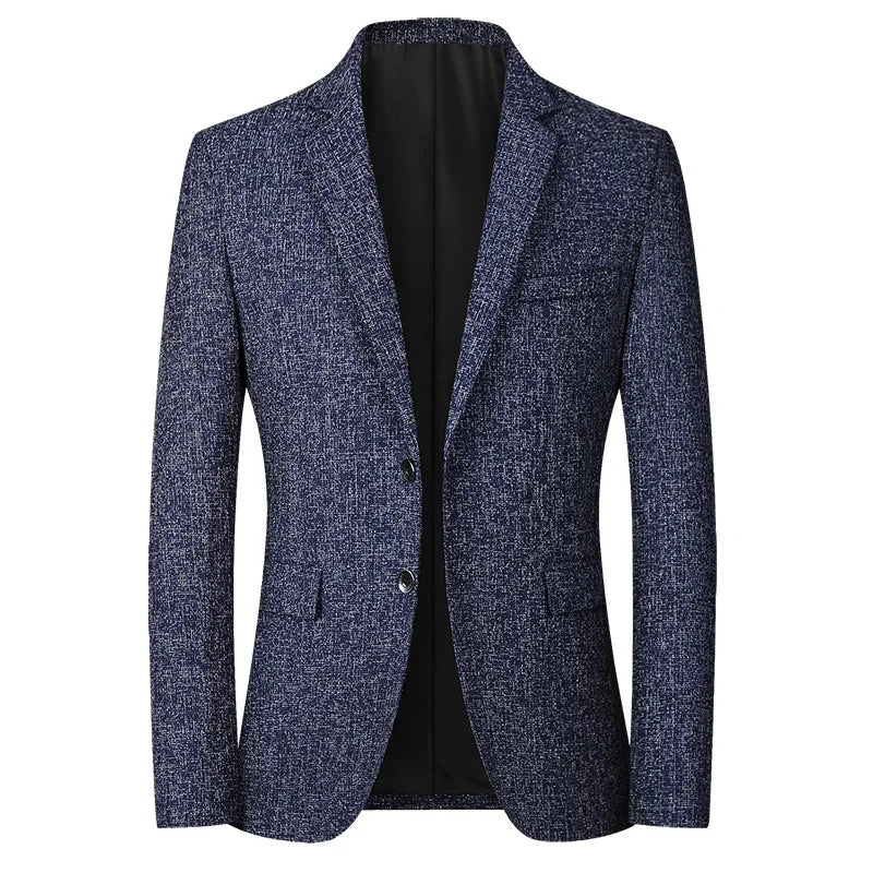 Minimalist men's V-neck blazer, Asian sizing, double-breasted