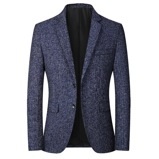 Minimalist men's V-neck blazer, Asian sizing, double-breasted
