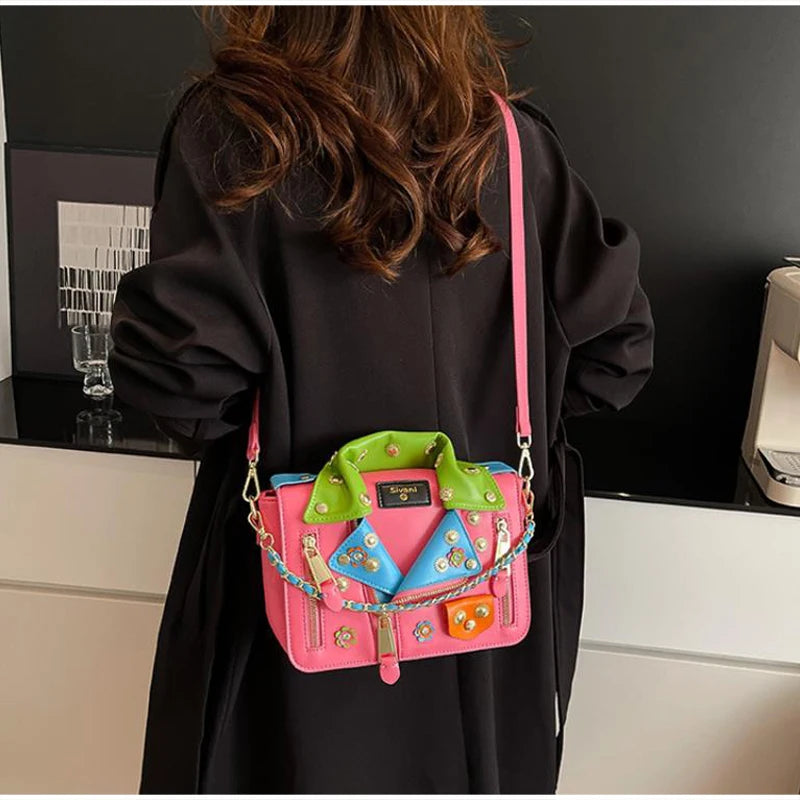 Jacket Collar Shaped Crossbody Shoulder Bag