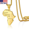 Africa Map Pendant Necklace for Men Women Stainless Steel Jewelry - Lady Vals Vanity