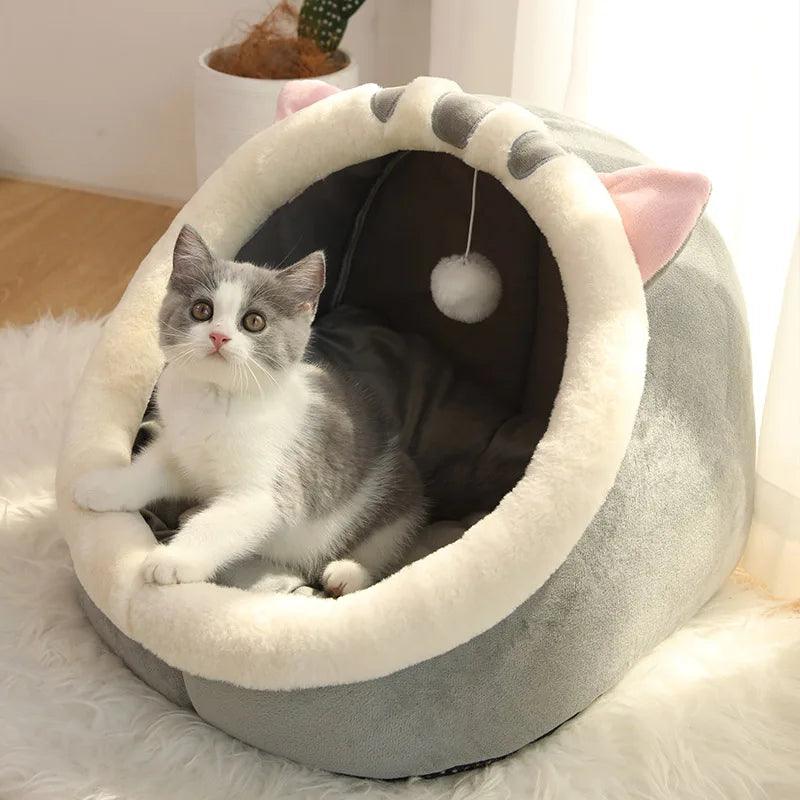 Pet Tent Cave Bed for Cats Small Dogs Self-Warming Cat Tent Bed Cat Hut Comfortable Pet Sleeping Bed Foldable Removable Washable - IM PERKY Boutique