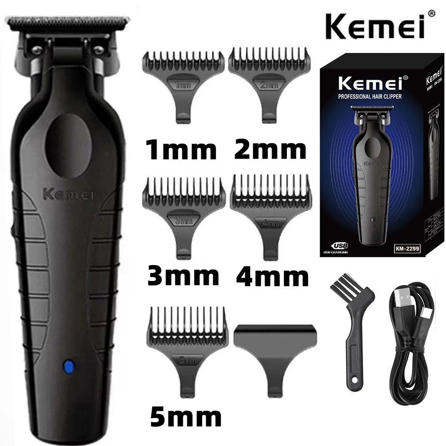 Kemei 2299 Barber Cordless Hair Trimmer 0mm Zero Gapped Carving Clipper Detailer Professional Electric Finish Cutting Machine - IM PERKY Boutique