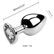 3PCS S/M/L Metal Anal Plug Butt Plug with a shiny heart-shaped gem detailing, 80mm size, weight 95g.