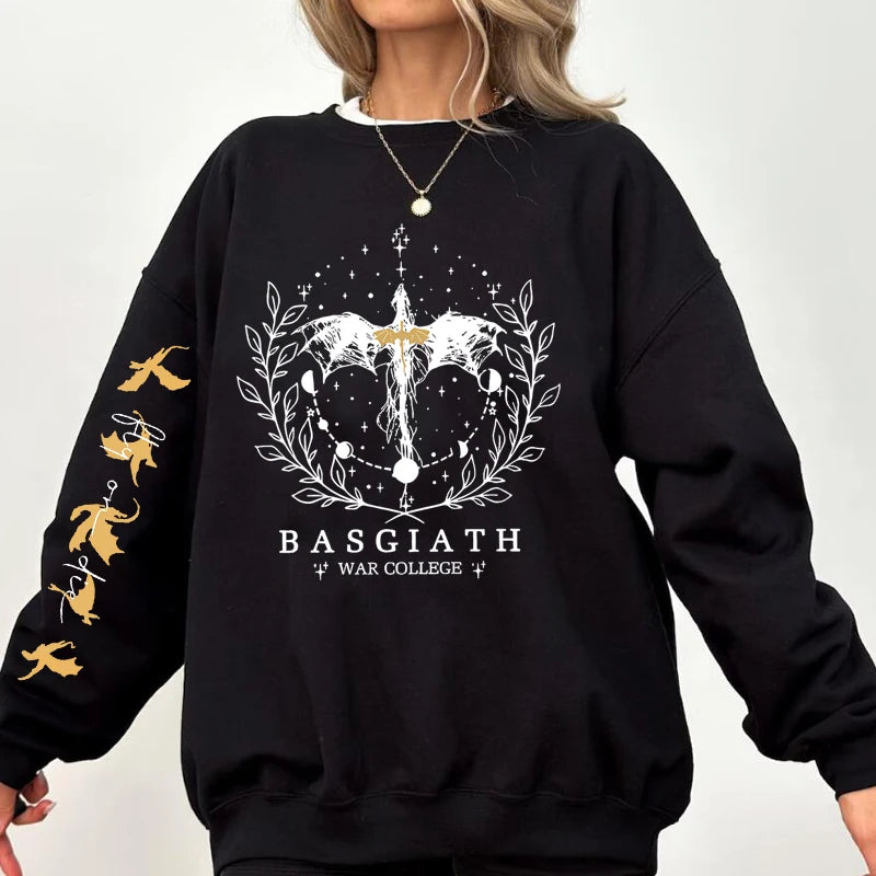 Fourth Wing Sweatshirt Women Pullover Basgiath War College Crewneck Sweatshirts Dragon Rider Streetwear Hoodie Fantasy Reader