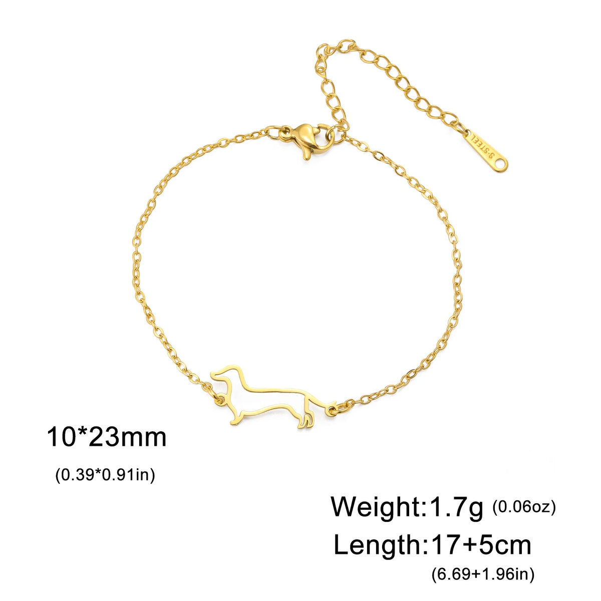 Cute Dachshund Dog Stainless Steel Bracelet