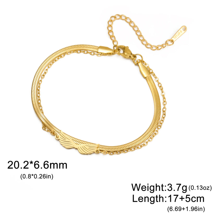 Lucktune Angel Wing Pendant Bracelet for Women Stainless Steel