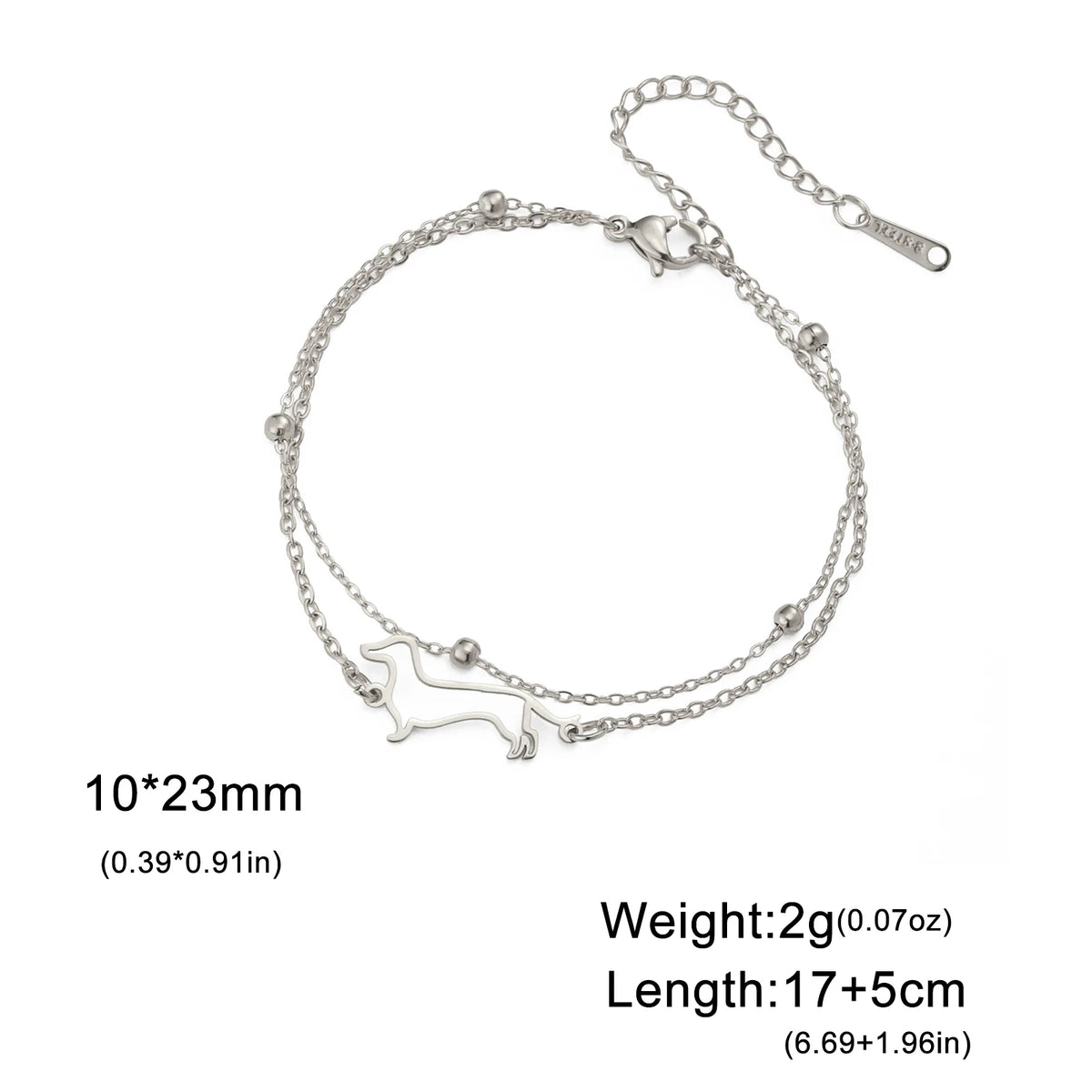 Cute Dachshund Dog Stainless Steel Bracelet
