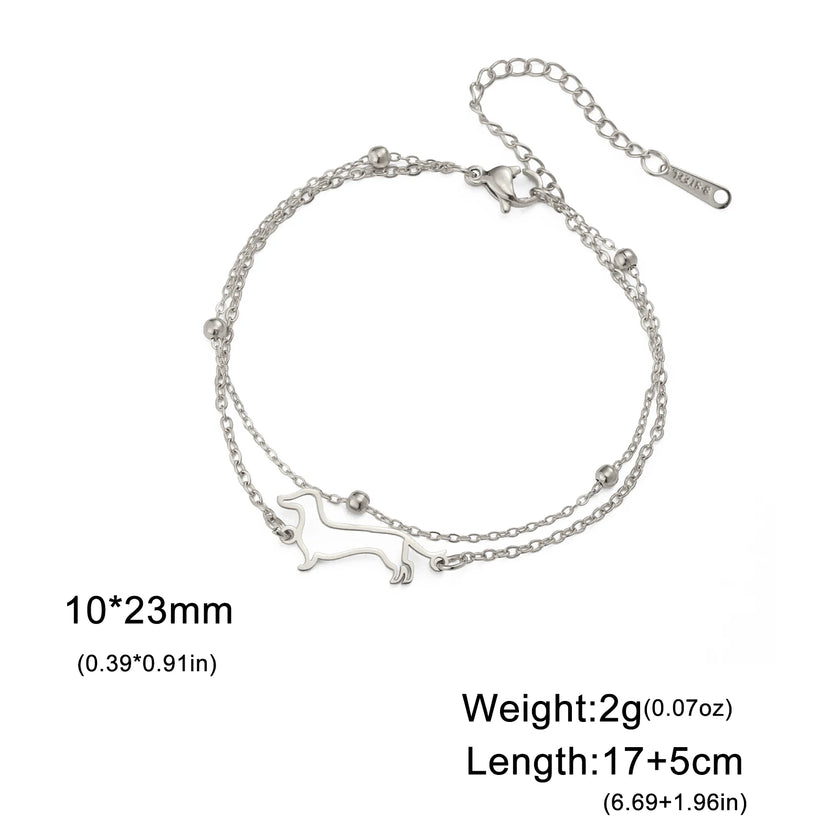 Cute Dachshund Dog Stainless Steel Bracelet