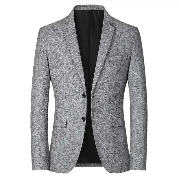 Minimalist men's V-neck blazer, Asian sizing, double-breasted
